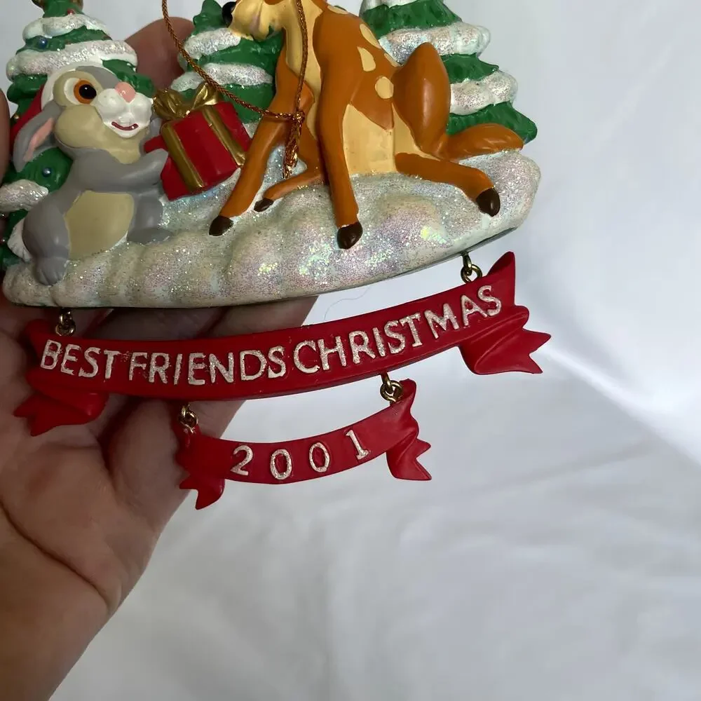 Disney collectible piece ornament bambi best‎ friends christmas 2001 christmas